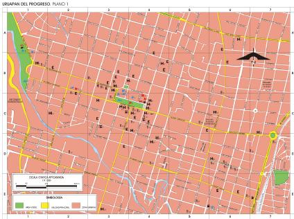 Carte d'Uruapan del Progreso, Michoacán de Ocampo, Mexique