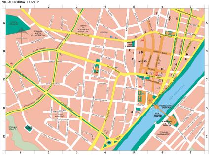 Carte de Villahermosa (Ville), Tabasco, Mexique
