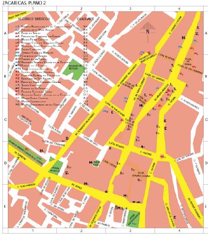 Carte de Zacatecas, Zacatecas, Mexique