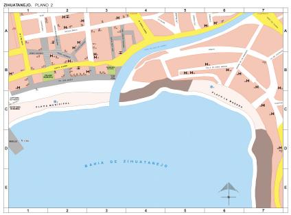 Carte de Zihuatanejo (Centre), Guerrero, Mexique