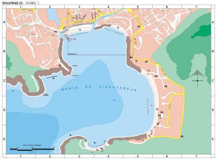 Carte de Zihuatanejo, Guerrero, Mexique