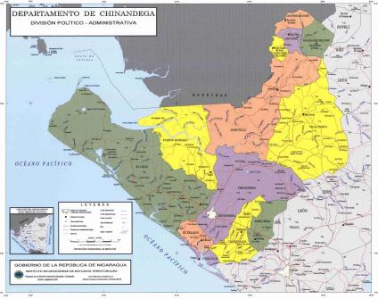 Chinandega Department Administrative Political Map, Nicaragua