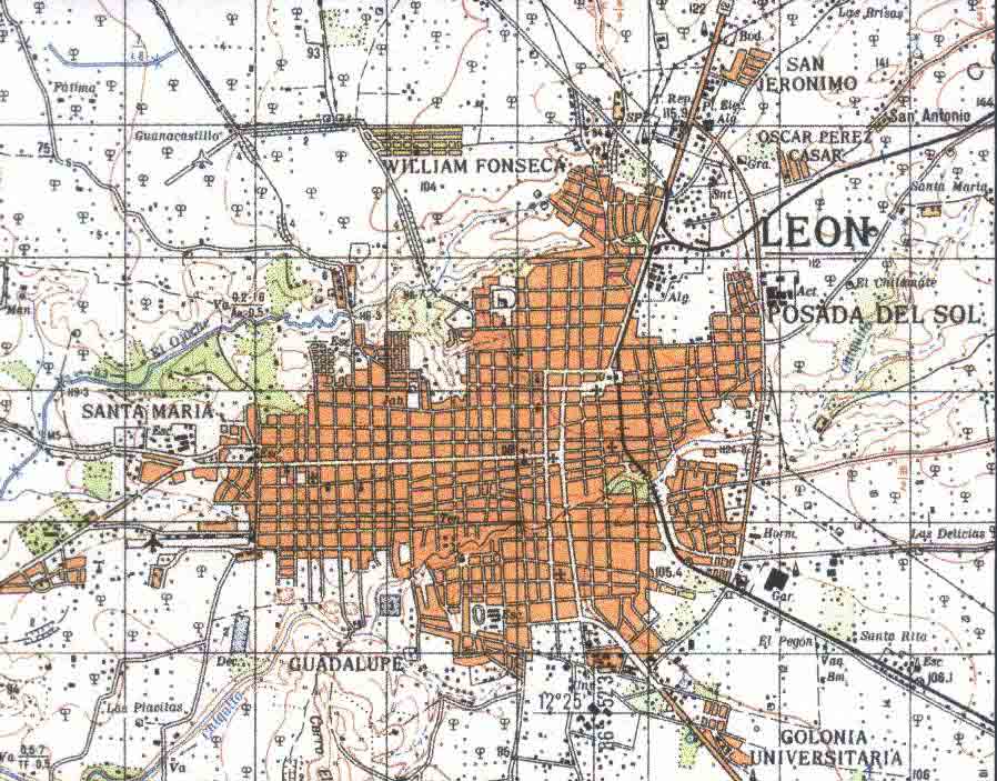 León City Topographic Map, Nicaragua