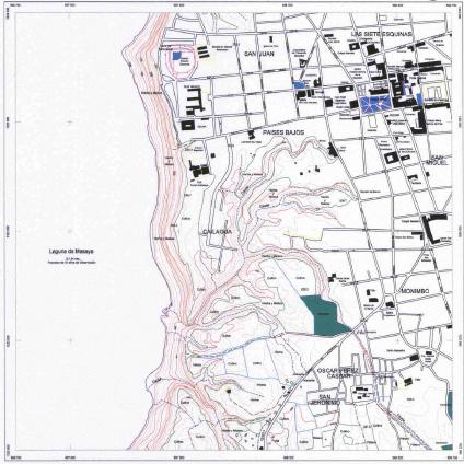 Mapa de Masaya (Cuadrante Sur-Oeste), Nicaragua