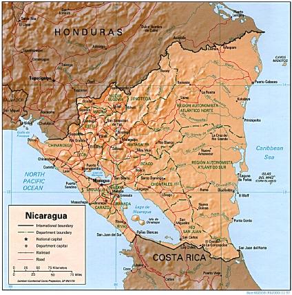 Mapa de Relieve Sombreado de Nicaragua