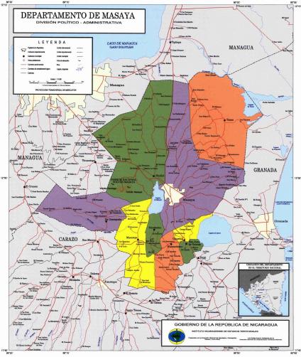 Masaya Department Administrative Political Map, Nicaragua