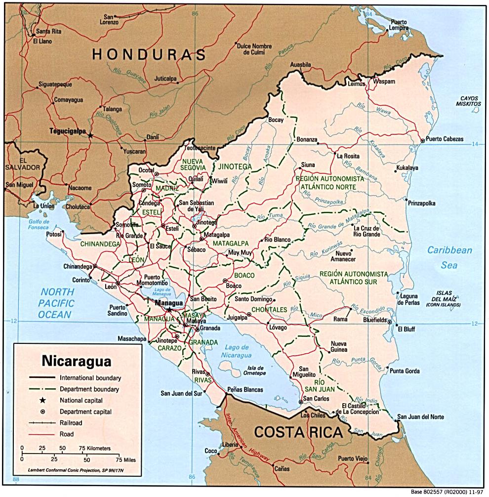 Nicaragua Political Map