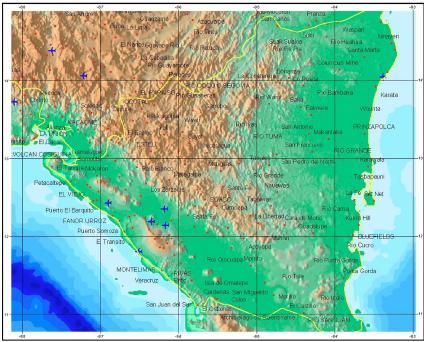 Relief Map of Nicaragua