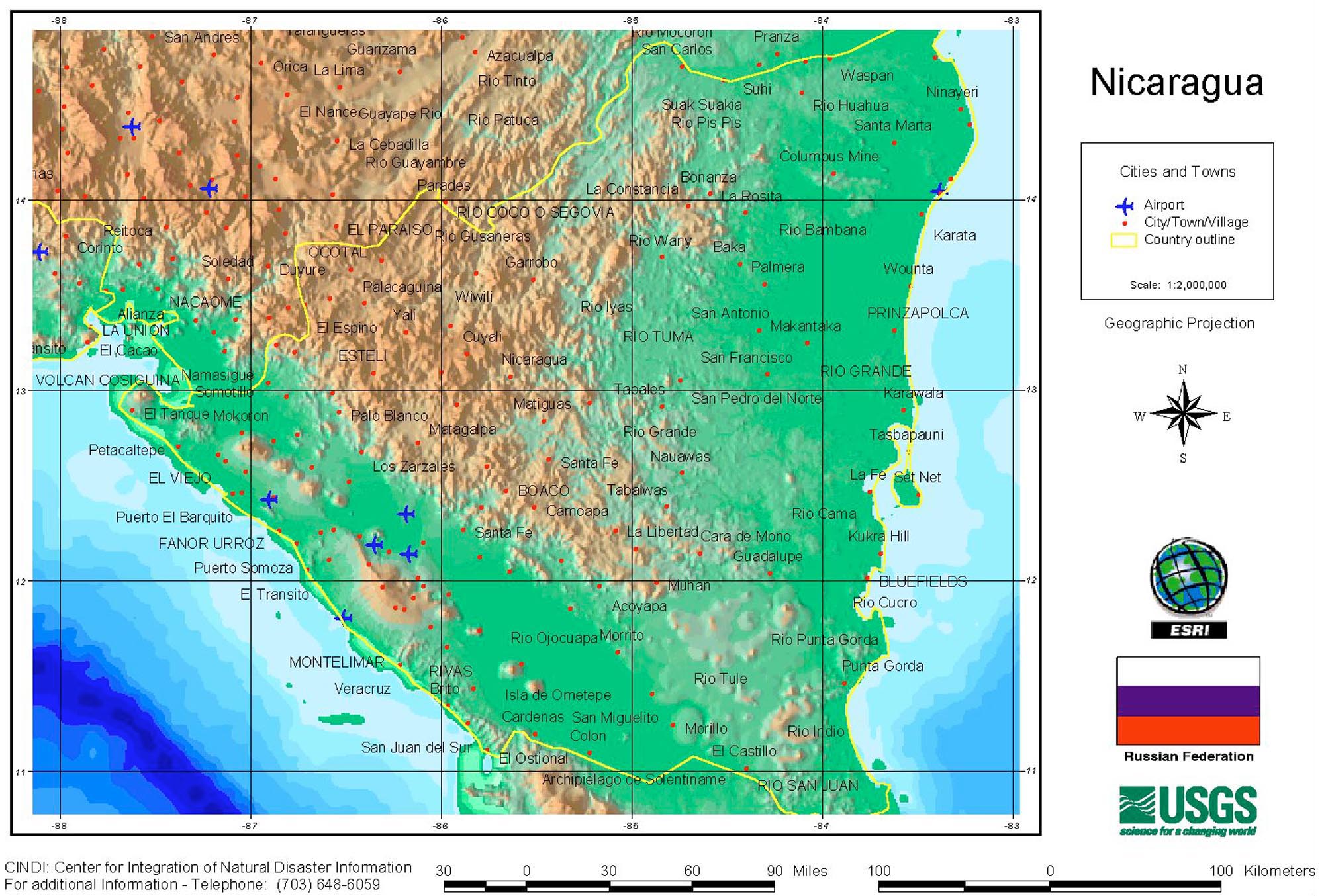 Relief Map of Nicaragua Relief Map of Nicaragua