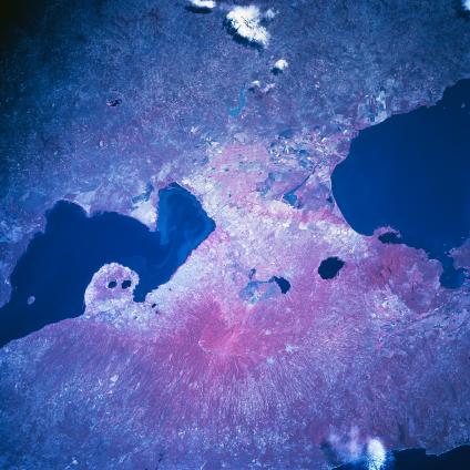 Satellite Image, Photo of Lakes Managua & Nicaragua, Nicaragua