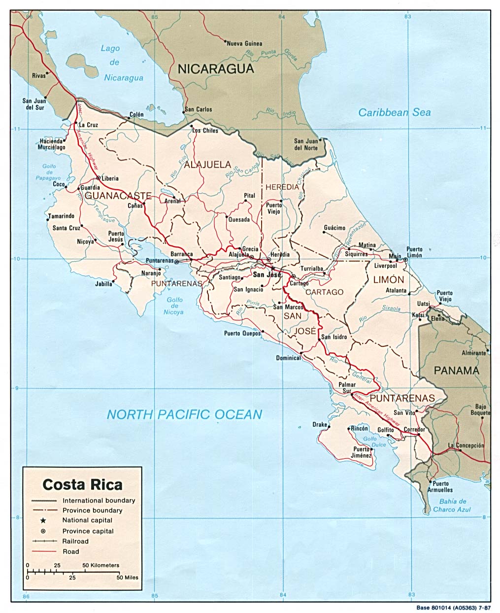 Costa Rica Political Map