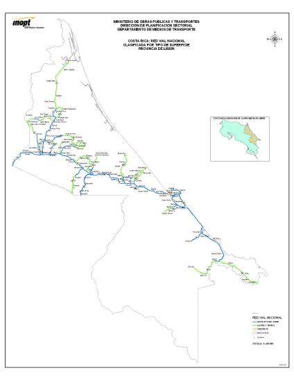 Mapa de Carreteras de la Provincia de Limón, Costa Rica