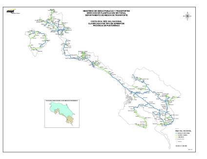 Mapa de Carreteras de la Provincia de Puntarenas, Costa Rica