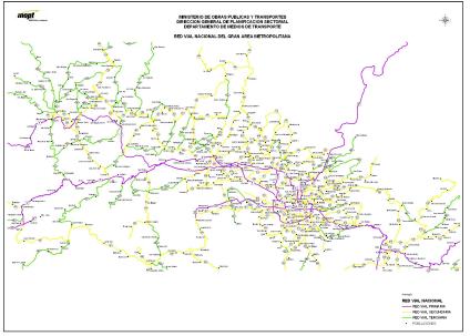 Mapa de la Red Vial de la Gran Área Metropolitana de San José, Costa Rica