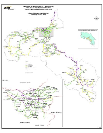 Mapa de la Red Vial de la Provincia de San José, Costa Rica