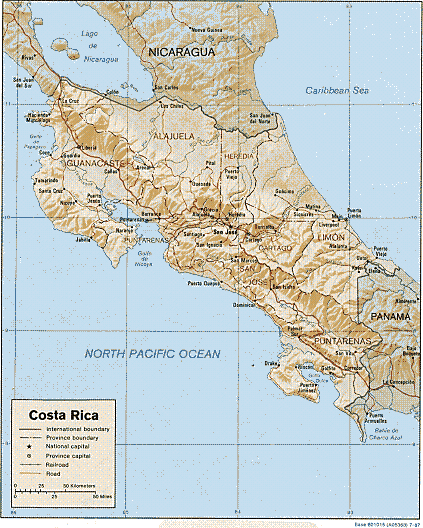 Mapa de Relieve Sombreado de Costa Rica