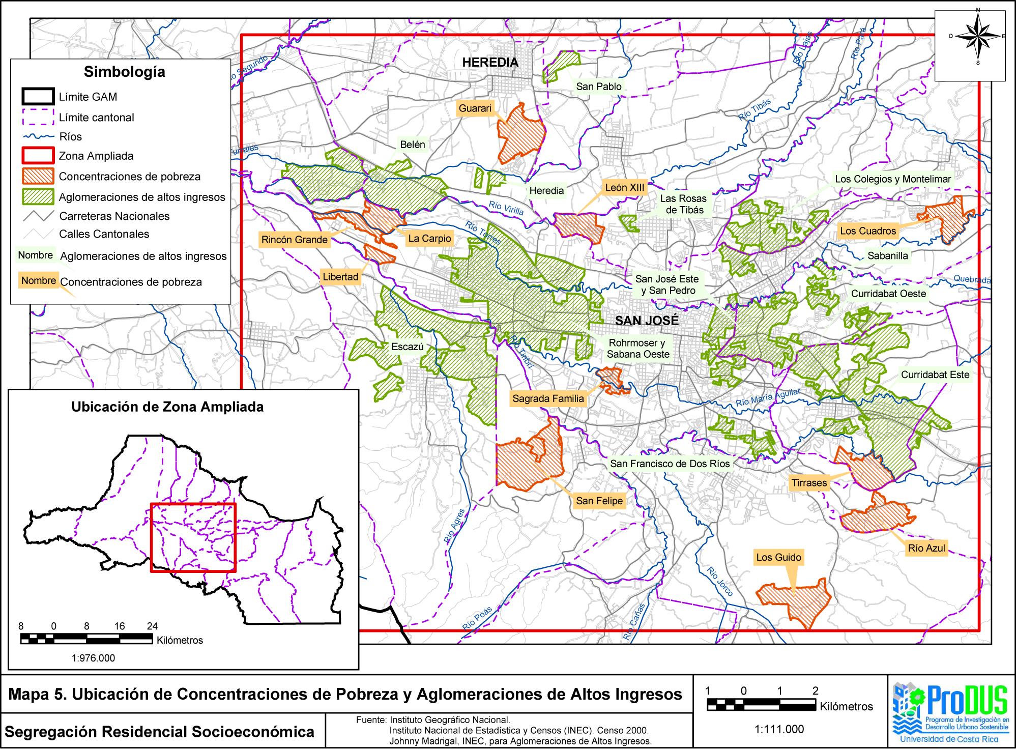 San José Metropolitan Area, Income Distribution Map, Costa Rica