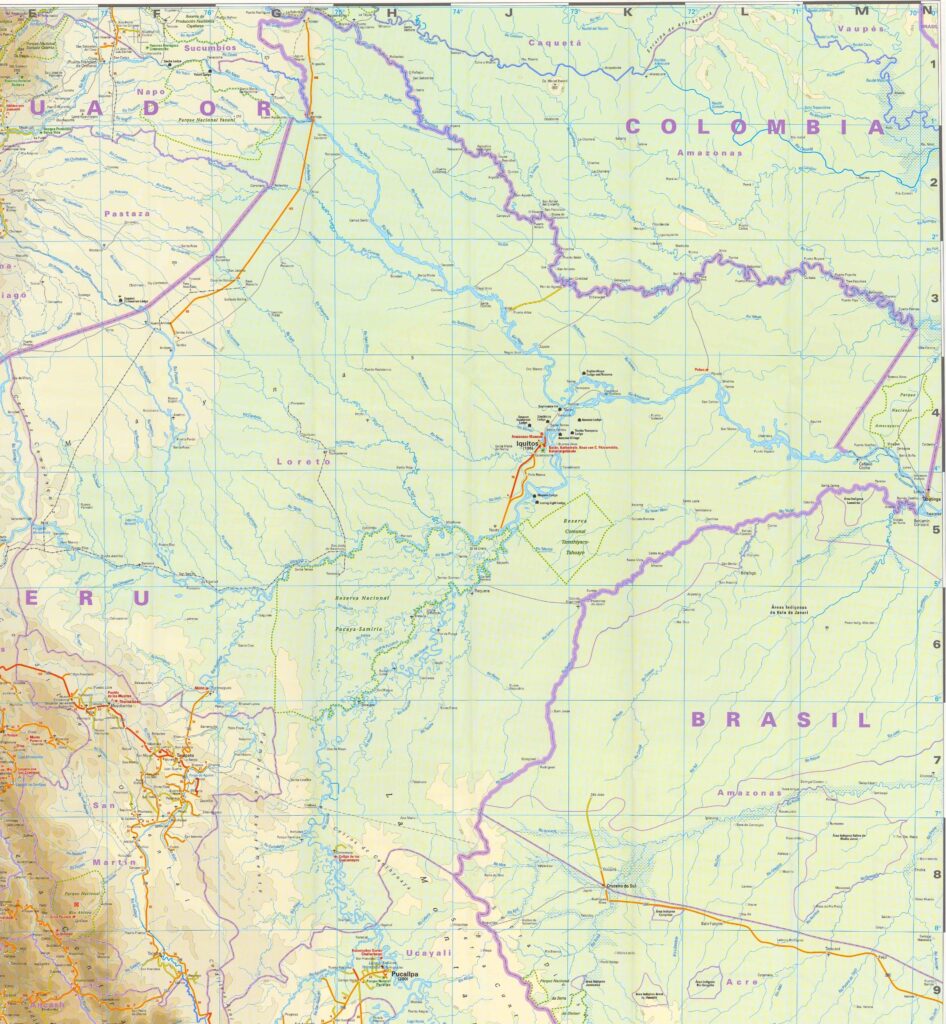 Mapa físico del departamento de Loreto.