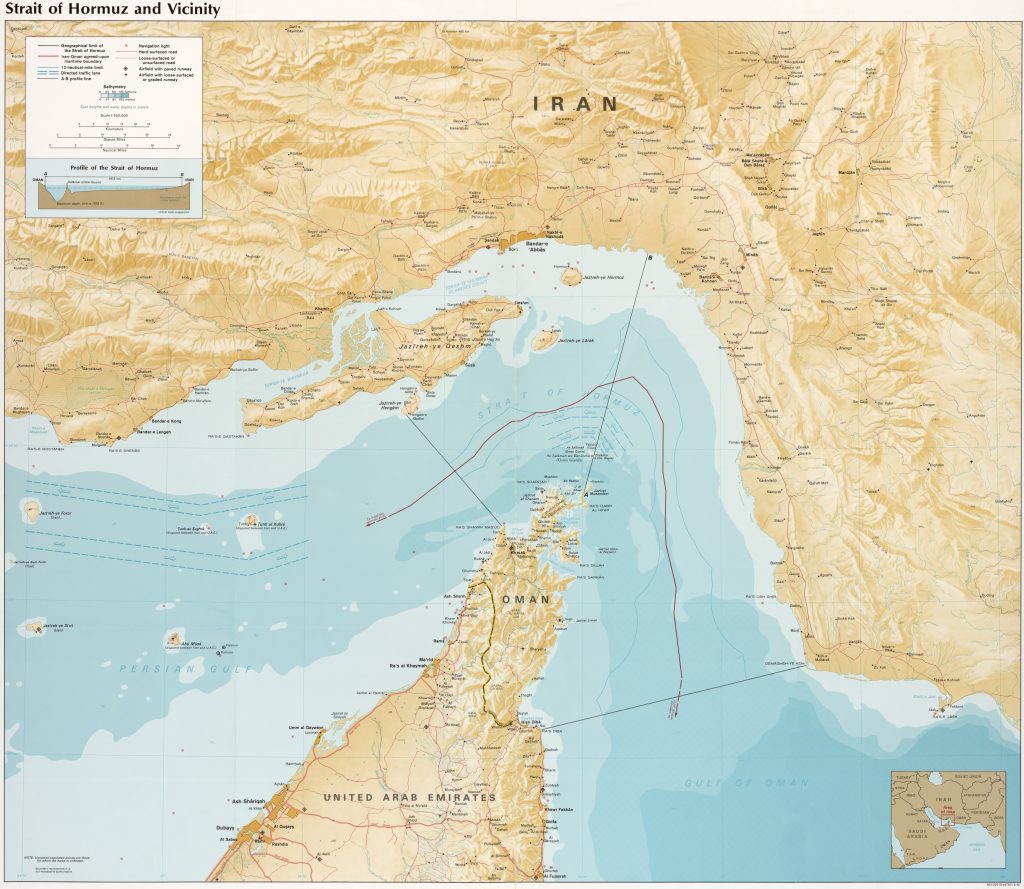 Mapa del estrecho de Ormuz.