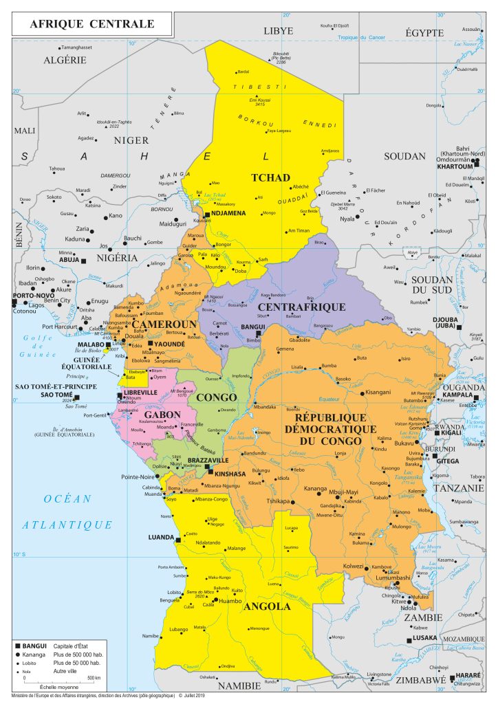 Mapa de África Central.