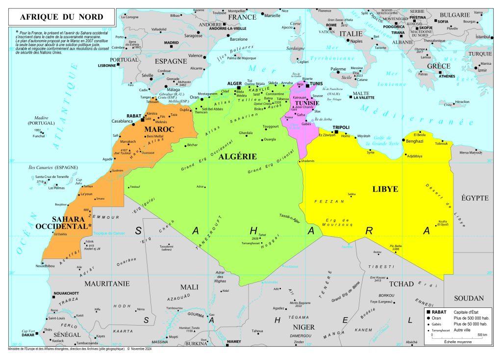 Mapa del norte de África.