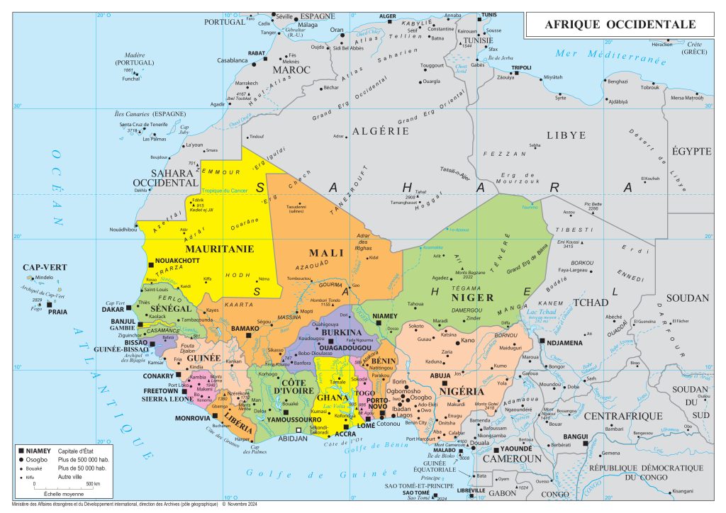 Mapa de África Occidental.