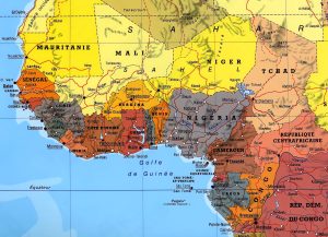 Mapa político de África Occidental.