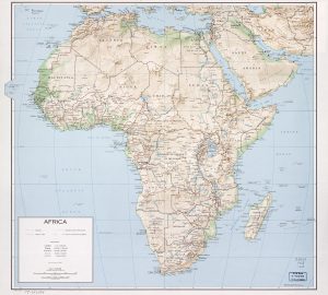 Mapa físico de África de 1968.