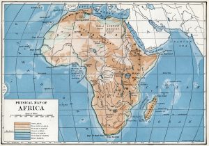 Mapa físico de África de 1916.