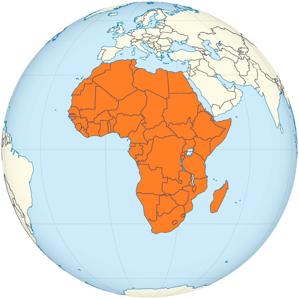 Mapa de ubicación de África.