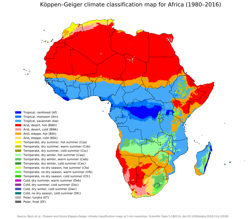 Mapa climático de África.