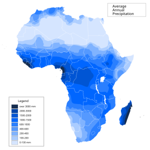 Mapa de precipitaciones de África.