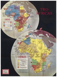 Comparación de África en 1950 con África en 1960.