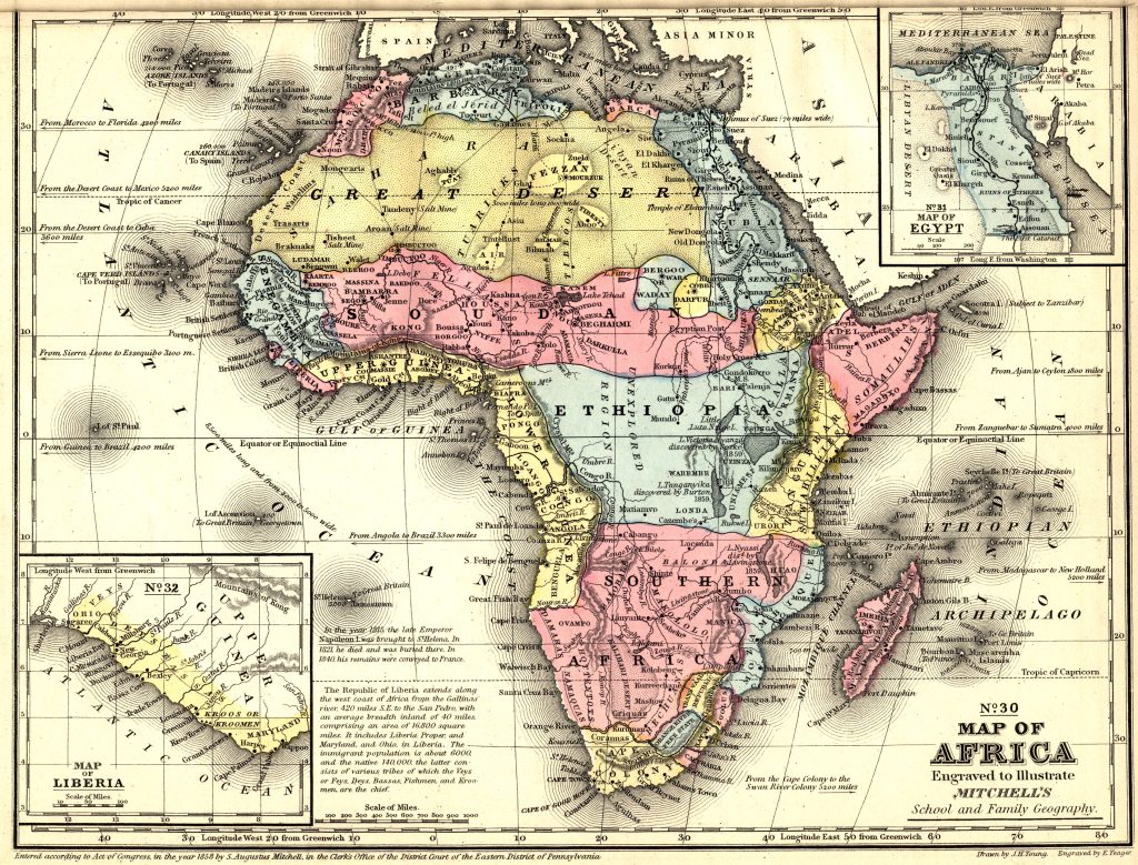 Mapa de África en 1858.