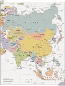 Mapa político de Asia.