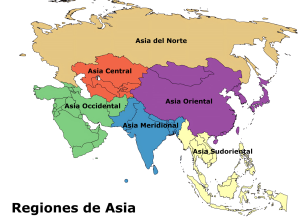 ¿Cuáles son las regiones de Asia?