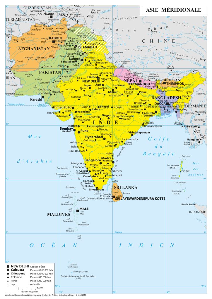 Mapa de Asia del Sur.