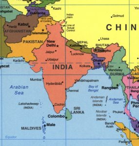 Mapa político del sur de Asia.