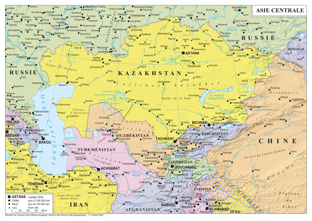 Mapa de Asia Central.