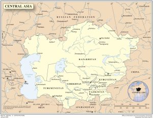 Mapa de Asia Central que muestra las principales ciudades.