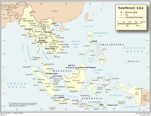 Mapa del Sudeste Asiático que muestra las principales ciudades.