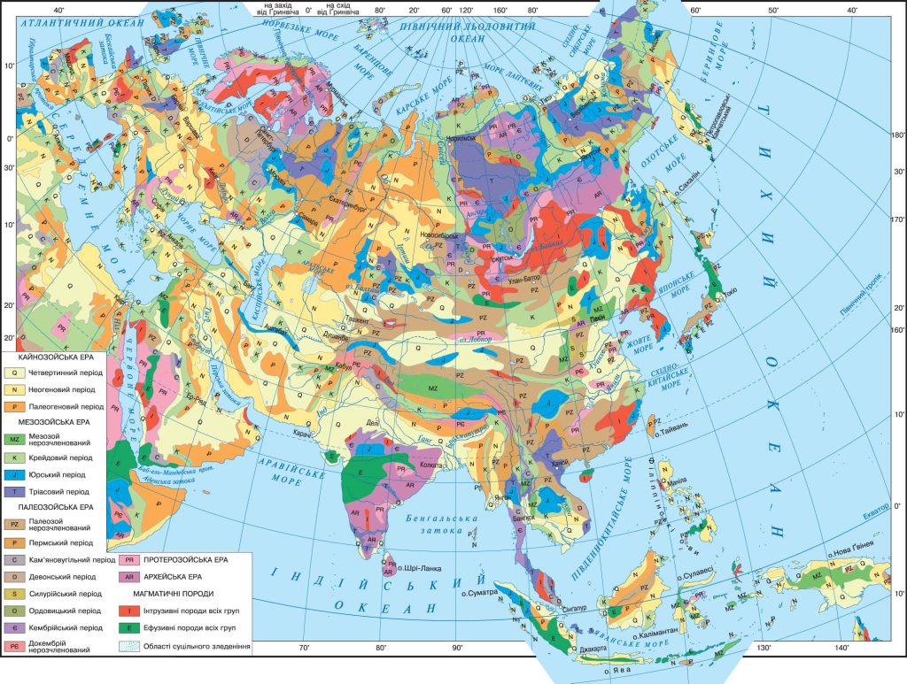 Mapa geológico de Eurasia.