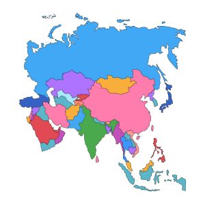 Mapa político mudo de Asia.