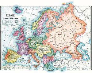 Mapa de Europa con las fronteras políticas tal como existían en 1910.