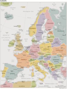 Mapa de Europa que muestra sus países.