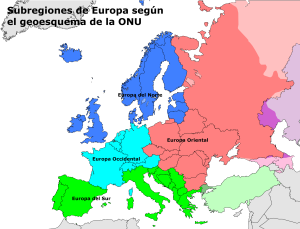 Subregiones de Europa según el geoesquema de la ONU.