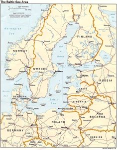 Mapa de la región Báltica que muestra las principales ciudades.