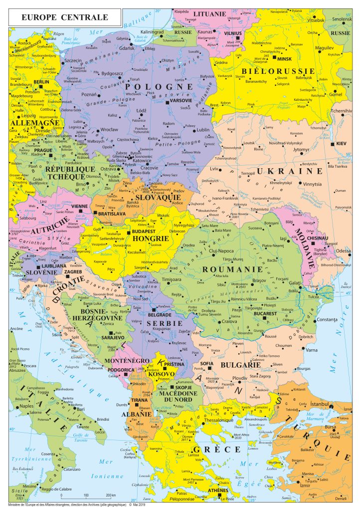 Mapa de Europa Central y Oriental.