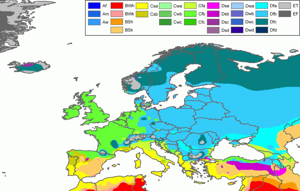 Mapa climático de Europa.