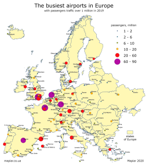 Los aeropuertos con mayor tráfico de pasajeros de Europa